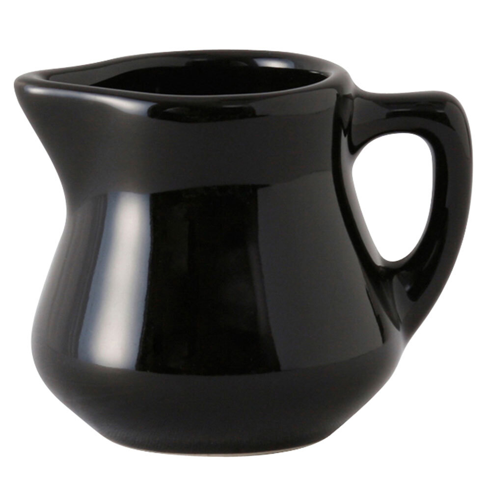 Tuxton BBR035 3.5 oz. Black China Creamer Pourer 12/Case