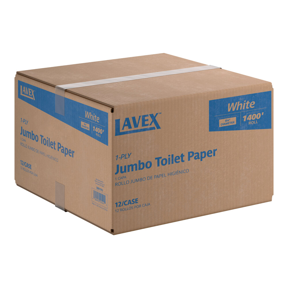 1-Ply 1,400' Universal Jumbo Toilet Paper Roll with 9