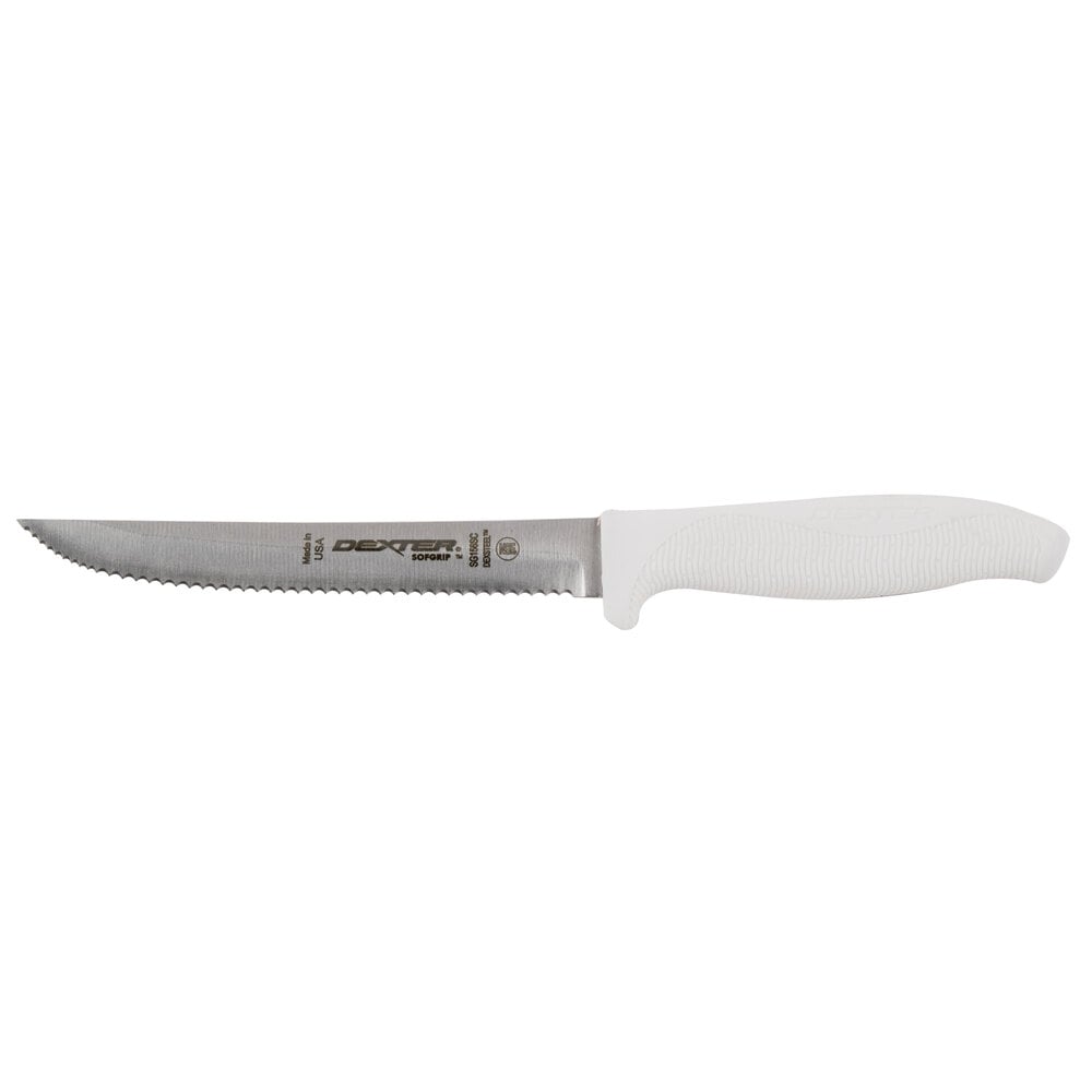 Dexter-Russell 21008 SofGrip 7-Piece White Handle Slant Knife Block Set