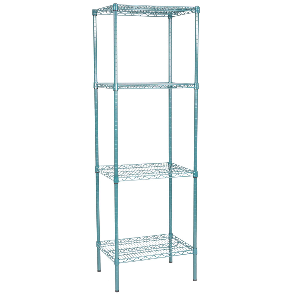 Living Room Garage Storage Rack Restaurant 24 inches x 30 inches NSF Green Epoxy 4 Shelf Kit with 86 inches Posts Office Durable Organizer Shelves for Home Kitchen 