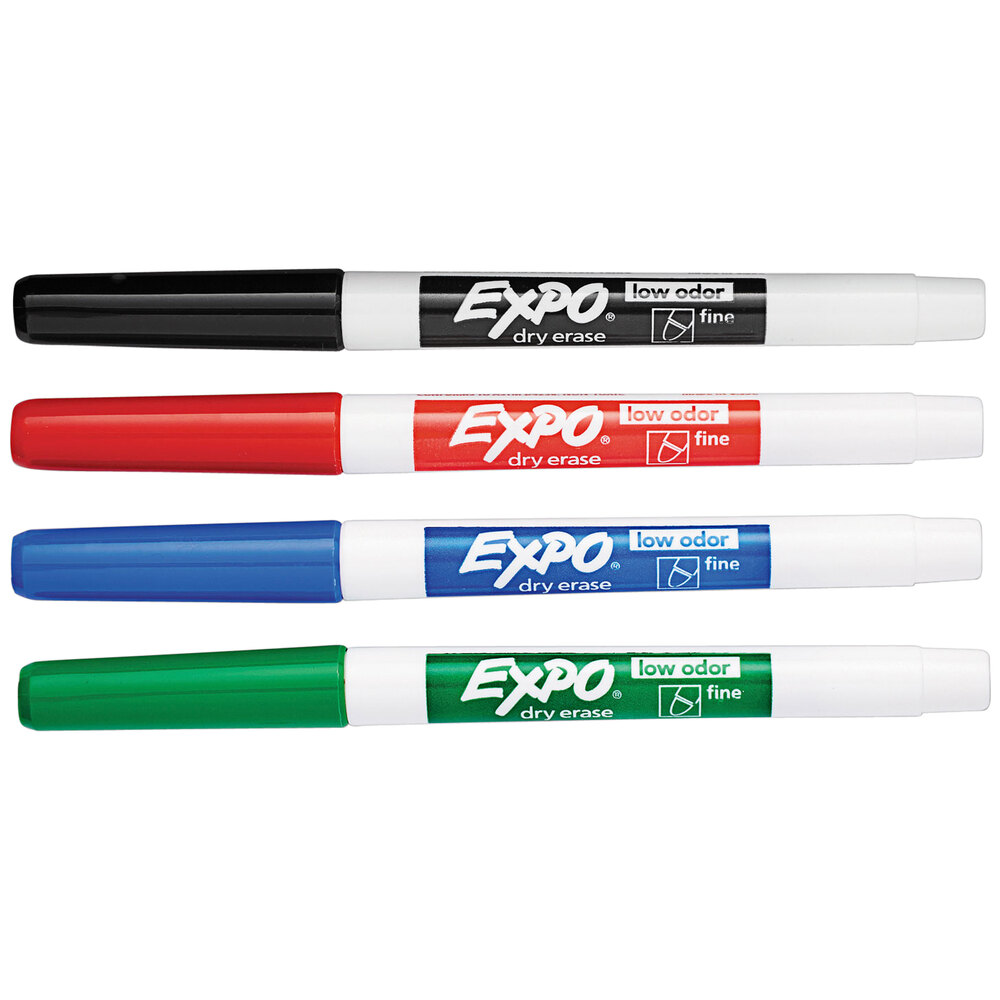 Expo 86074 Assorted 4Color LowOdor Fine Point Dry Erase Marker Set