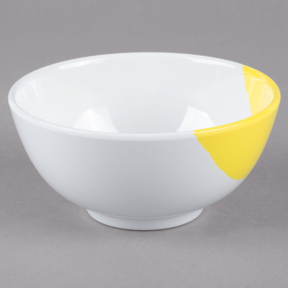 GET B25W/Y Bold 1.1 Qt. White / Yellow Melamine Bowl 24/Case