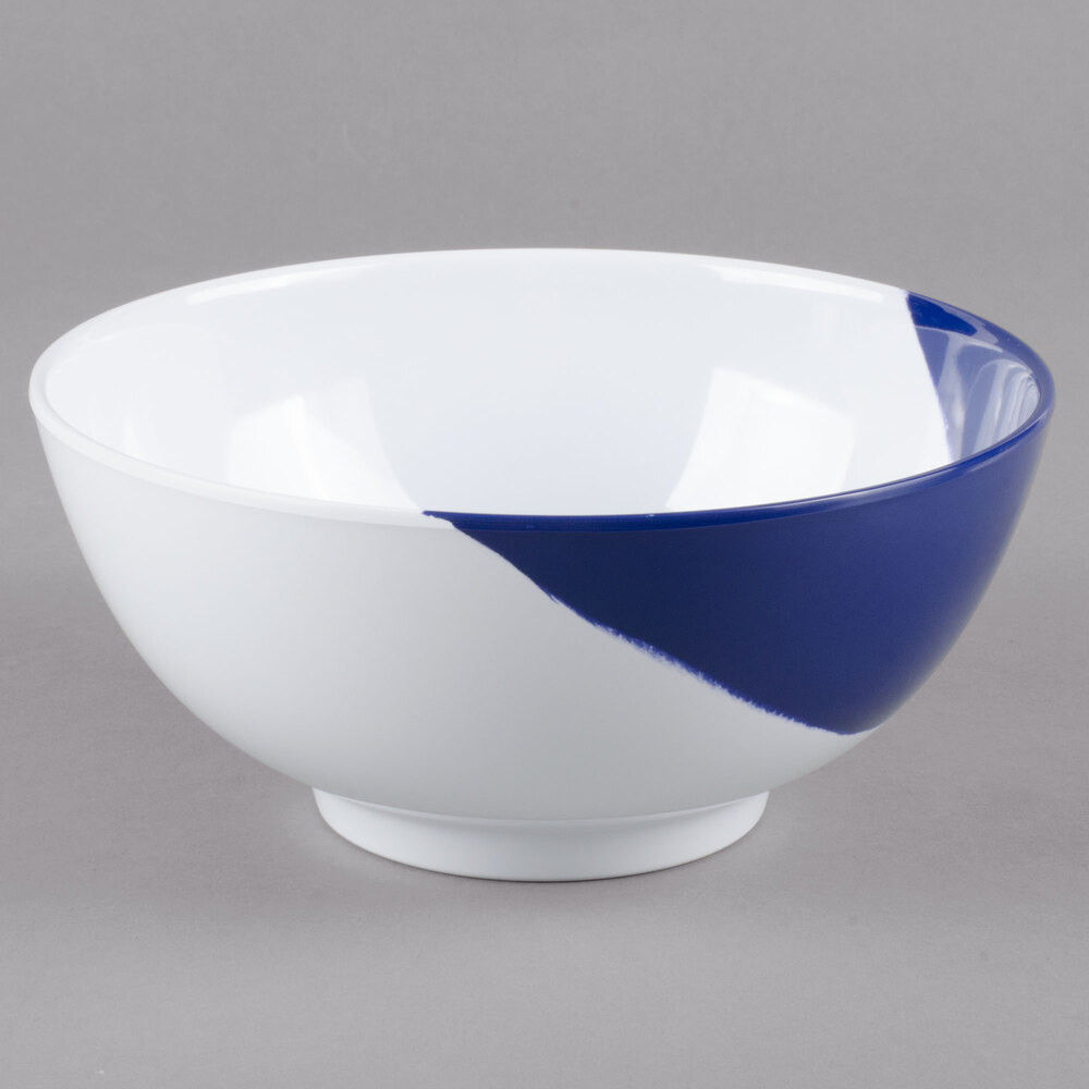 GET B25W/NB Bold 1.1 Qt. White / Navy Blue Melamine Bowl 24/Case