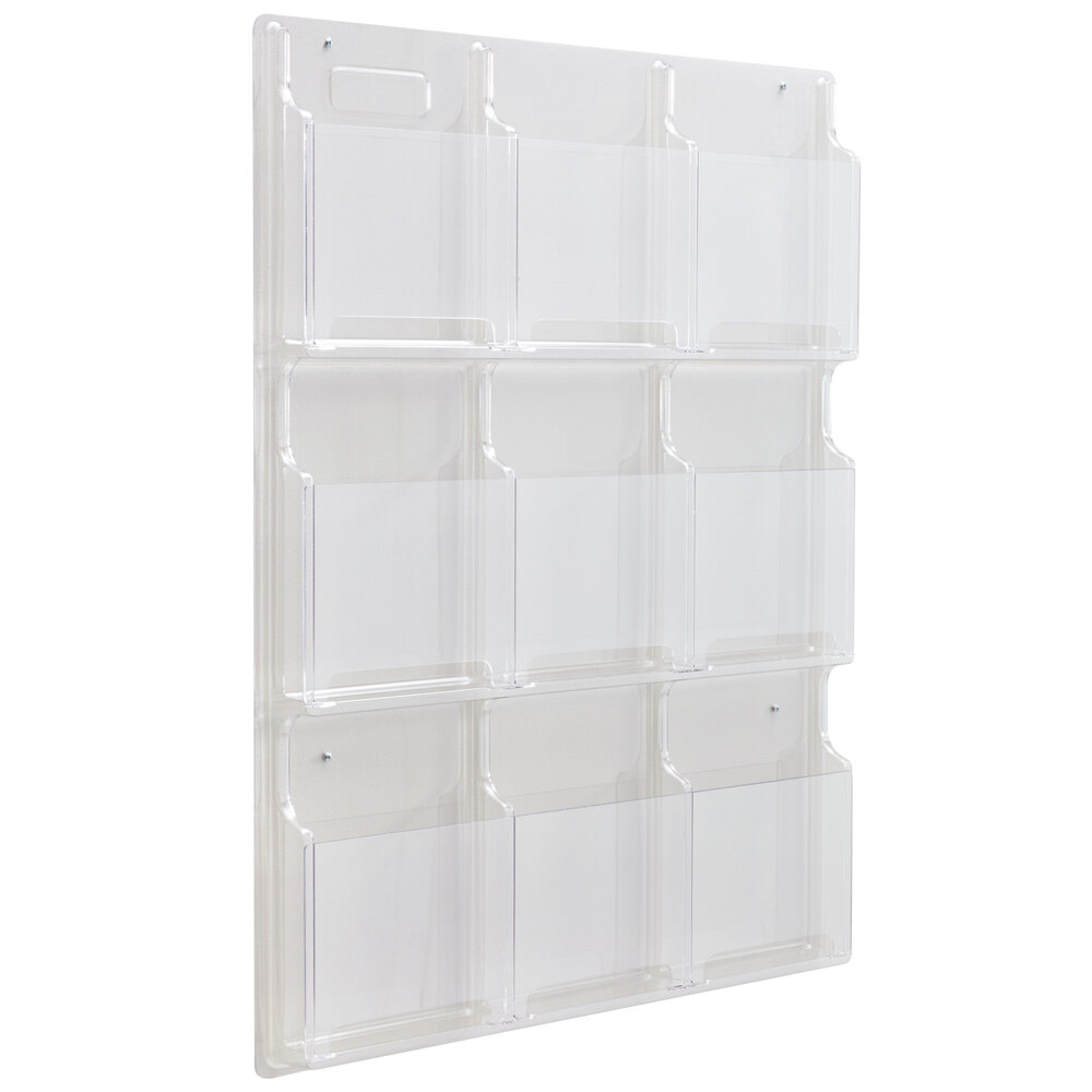 Safco 5603CL Reveal Clear 9-Compartment Wall-Mount Display Rack - 30