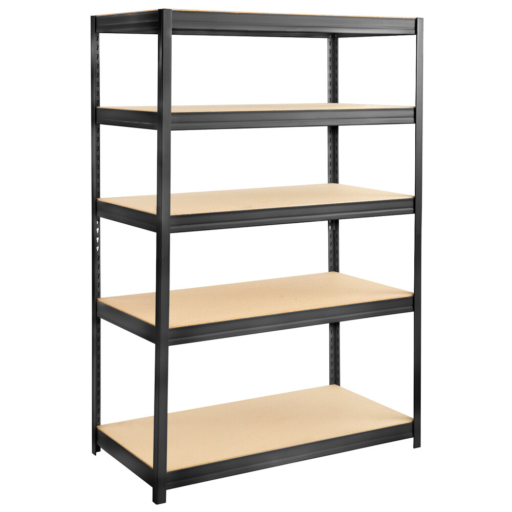 Safco 6244BL Black 5 Particleboard Shelf Commercial Steel Boltless