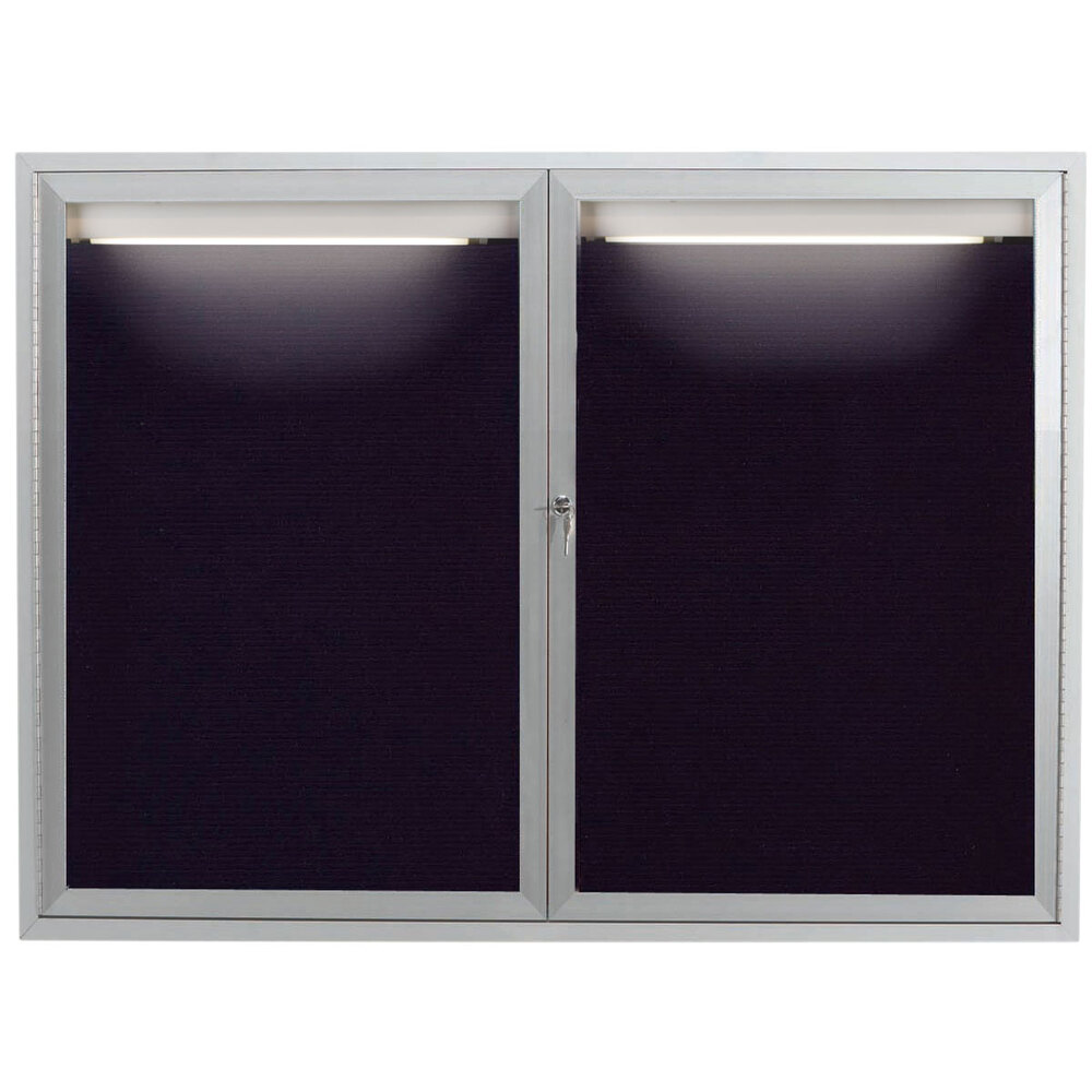 Aarco OADC4860I 48" x 60" Enclosed Hinged Locking 2 Door Satin Anodized
