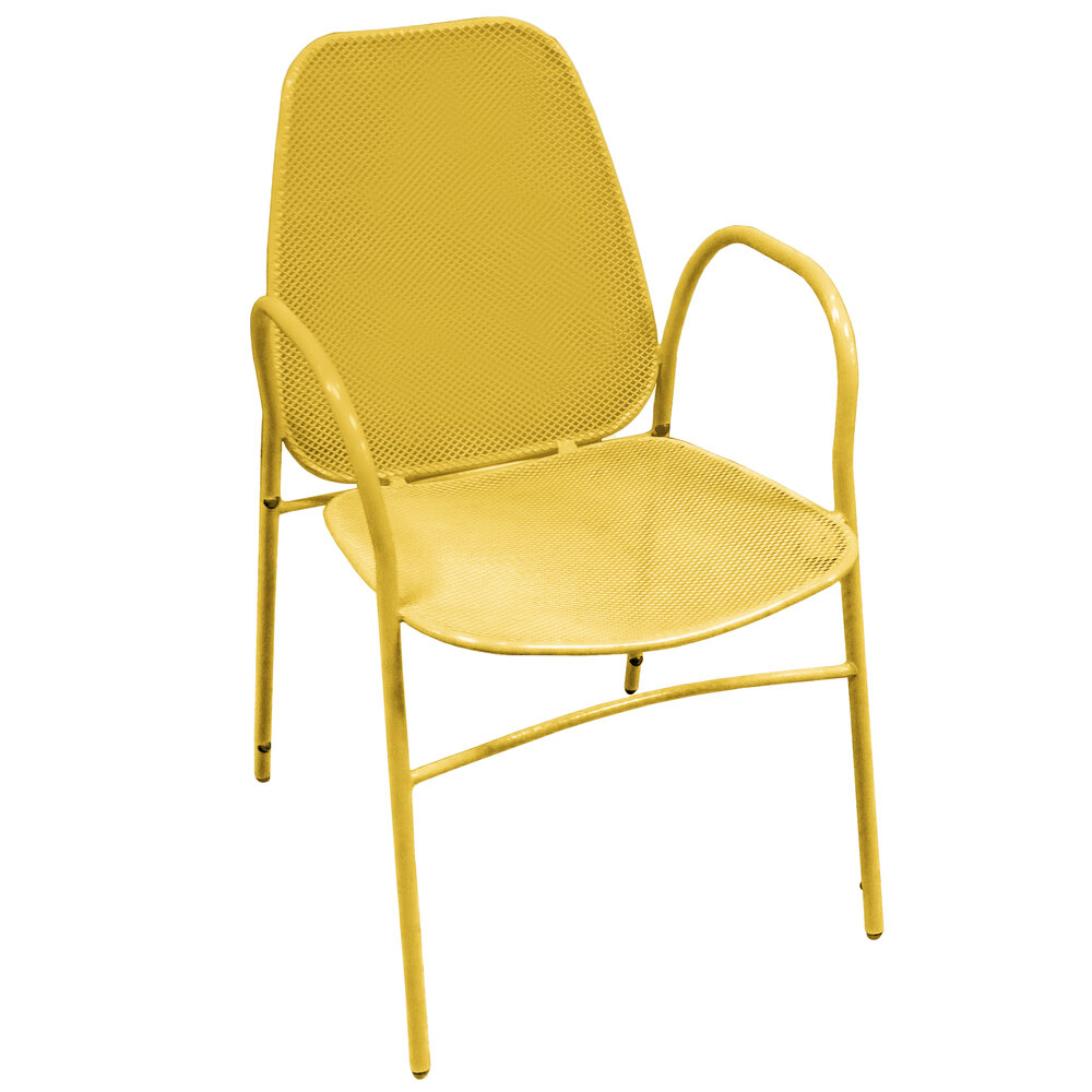 American Tables & Seating 96Y Yellow Mesh Outdoor PowderCoated Metal