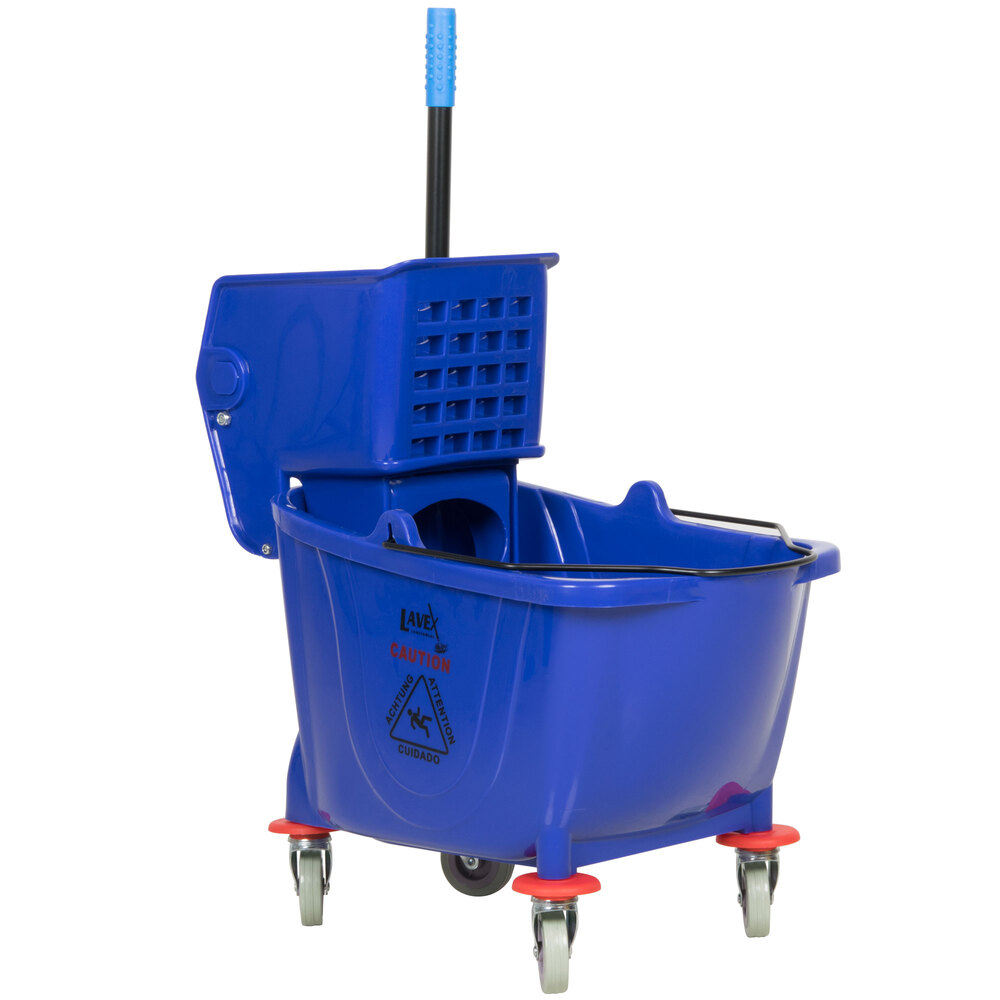 Rubbermaid FG758888BLUE WaveBrake® 35 Qt. Blue Mop Bucket with Side Press  Wringer