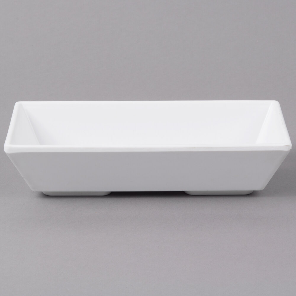 Rectangular Ramekins Elite Global Solutions JW36 Zen 8 oz. White Rectangle Melamine Ramekin ...
