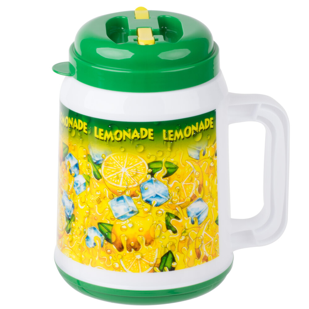 64 oz. Plastic Lemonade Tanker with Spout / Straw and Lid 12/Case