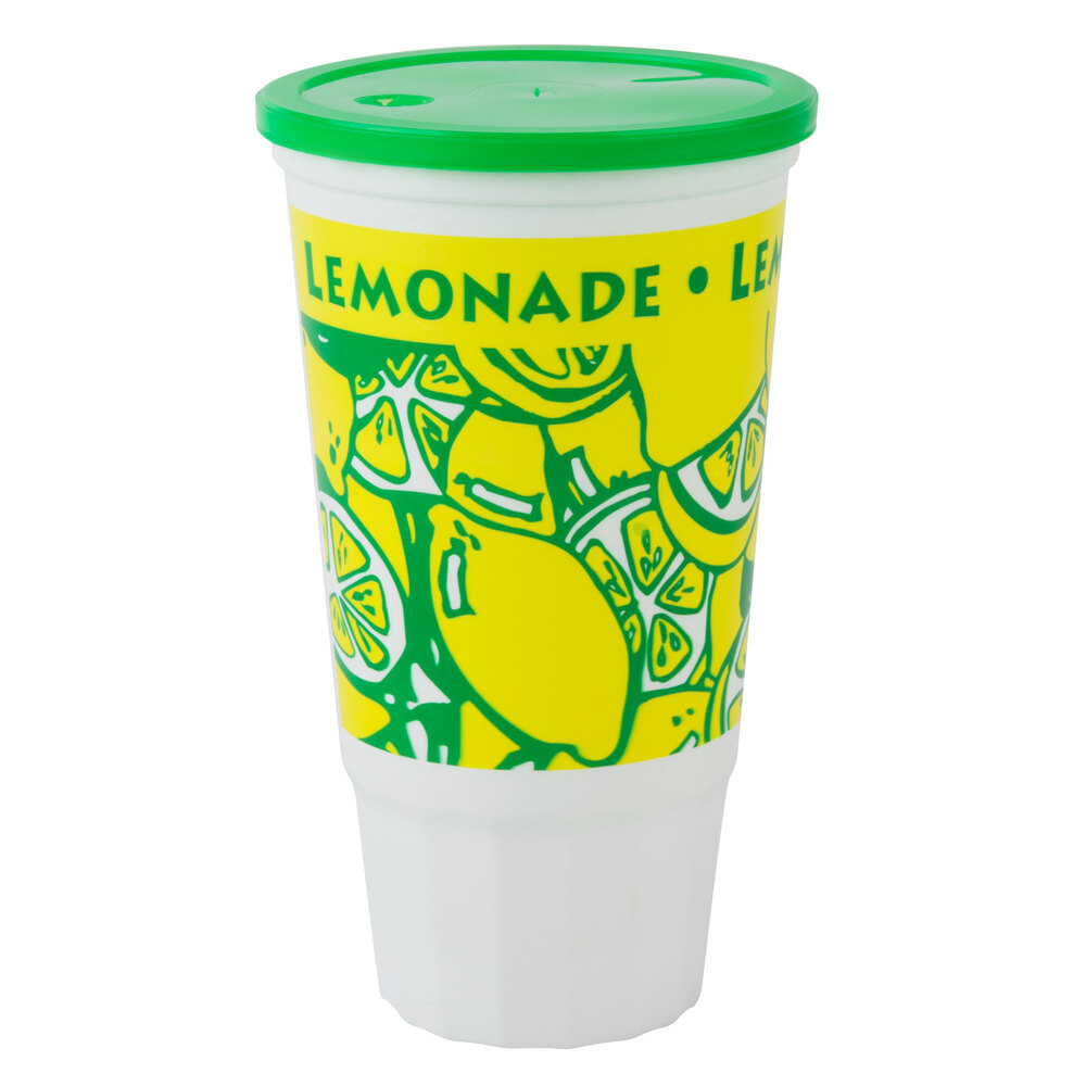 32 oz. Lemonade Economy Car Cup with Green Lid 504/Case