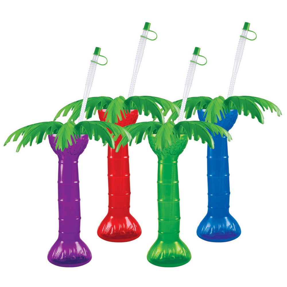 16 oz. Palm Tree Plastic Cups Tropical Cups