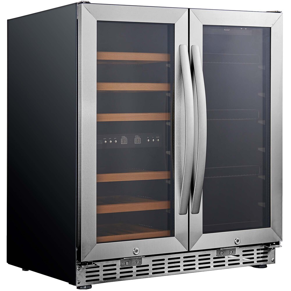 Eurodib USF66B Dual Section 26Bottle Dual Temperature Full Glass Door Undercounter Wine