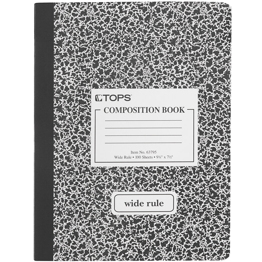 TOPS 63795 Black/White Wide Ruled Classic Composition Notebook 10-1/2 x 8 in.