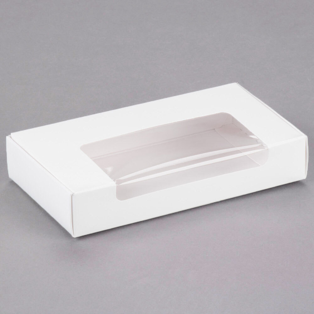 6" x 3 1/4" x 1 1/8" 1Piece 5 oz. Window White Candy Box 250/Case
