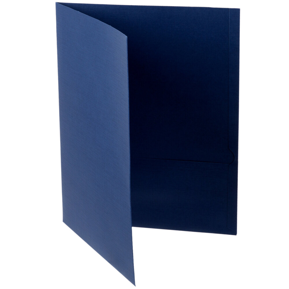 Oxford Linen Finish Twin Pocket Folders Letter Navy 25/Box 53443 