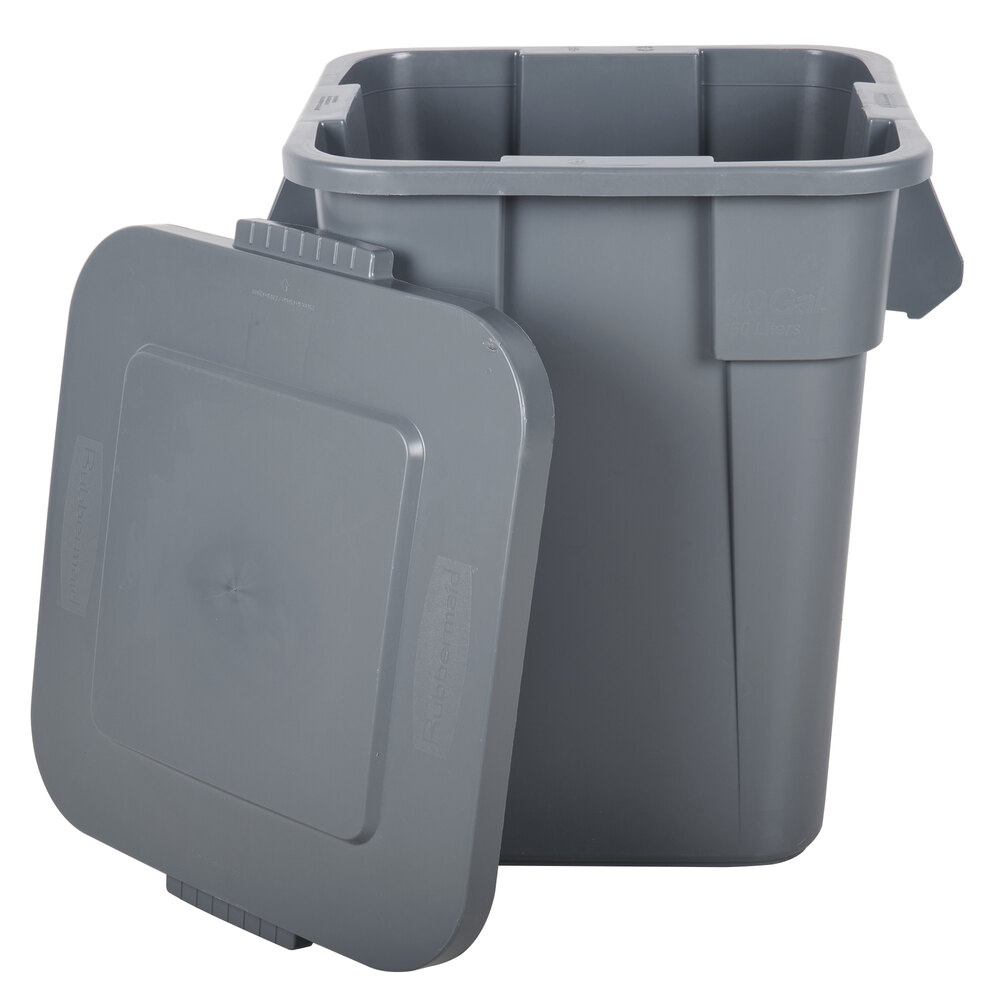 Rubbermaid BRUTE 40 Gallon Square Gray Trash Can and Lid