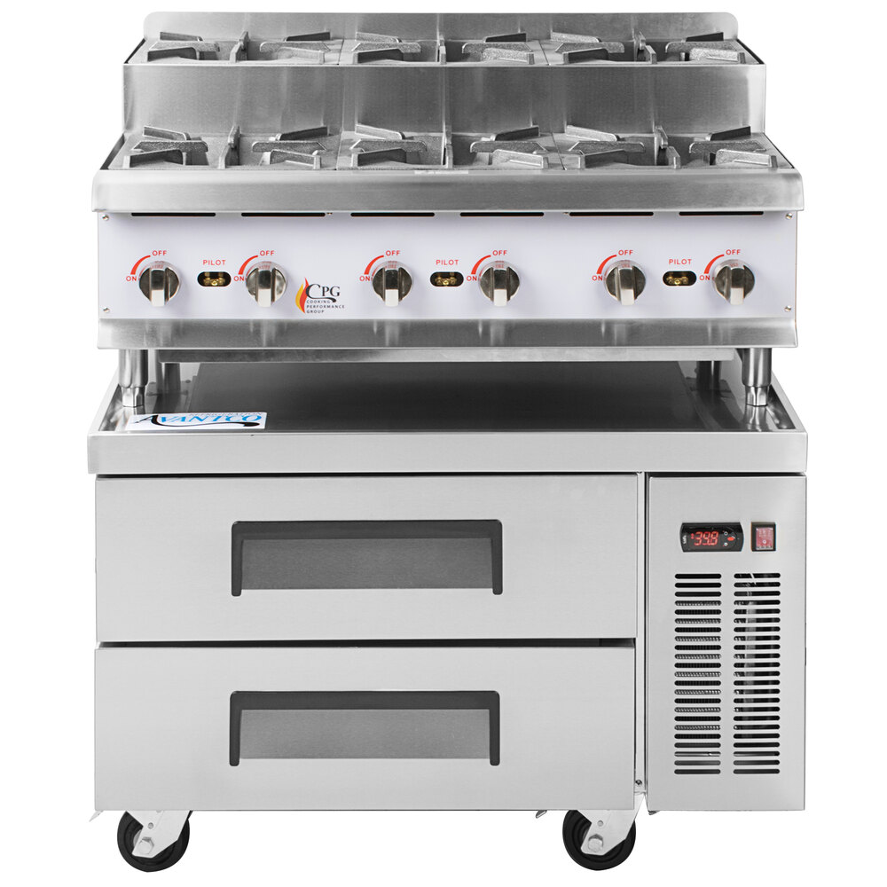 Avantco Chef Series CAG-R-6-36 36 6 Burner Gas Countertop Range - 150,000  BTU
