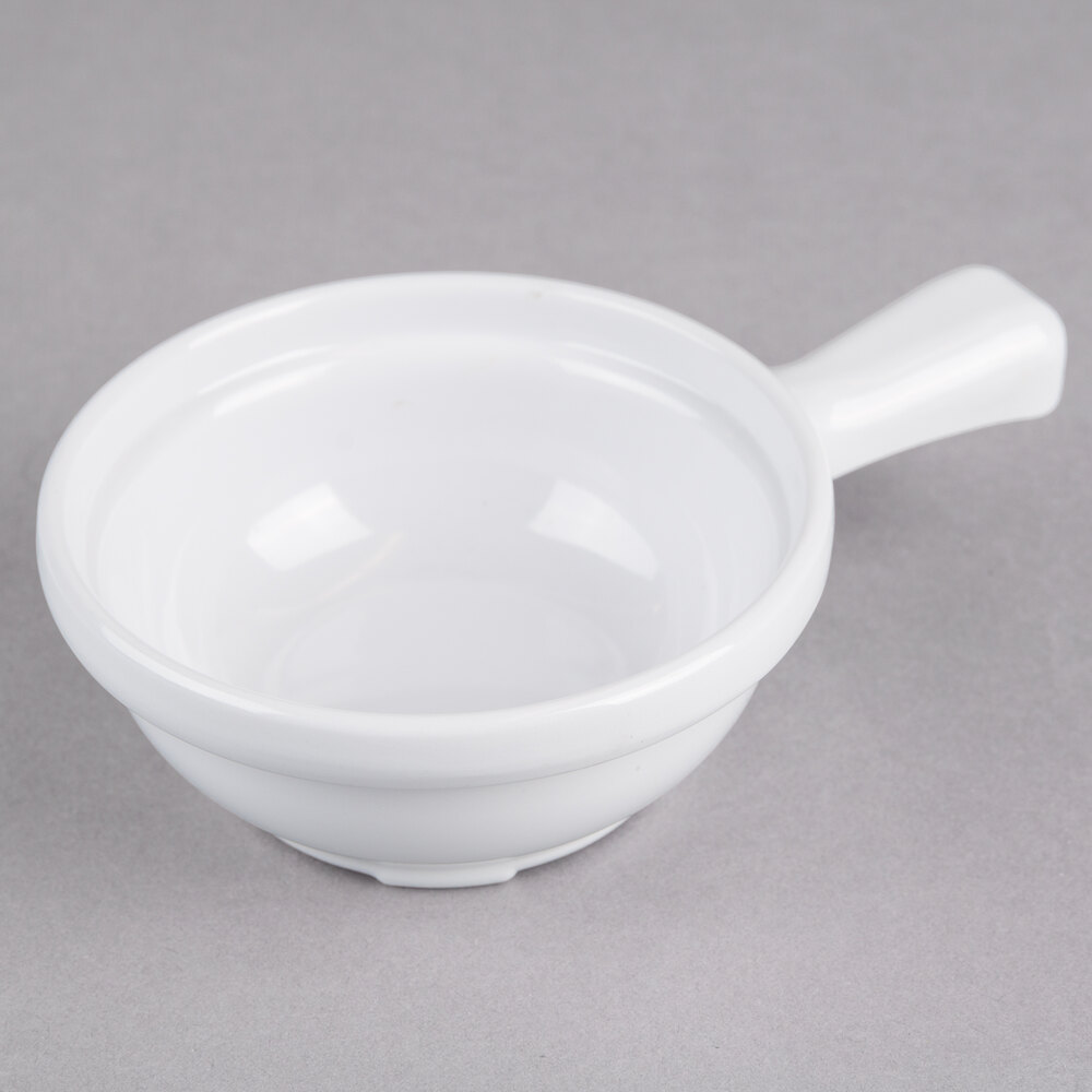 Thunder Group CR305W 10 oz. White Melamine Soup Bowl with Handle 12/Pack