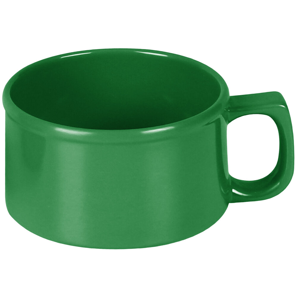 Thunder Group CR9016GR 10 oz. Green Melamine Soup Mug with Handle 12/Pack