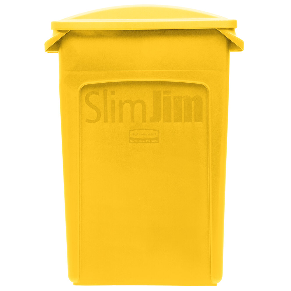 200㍑ドラム缶BOX【イエロー】 Rubbermaid® Slim Jim 23 Gallon Yellow Rectangular Trash Can with 2
