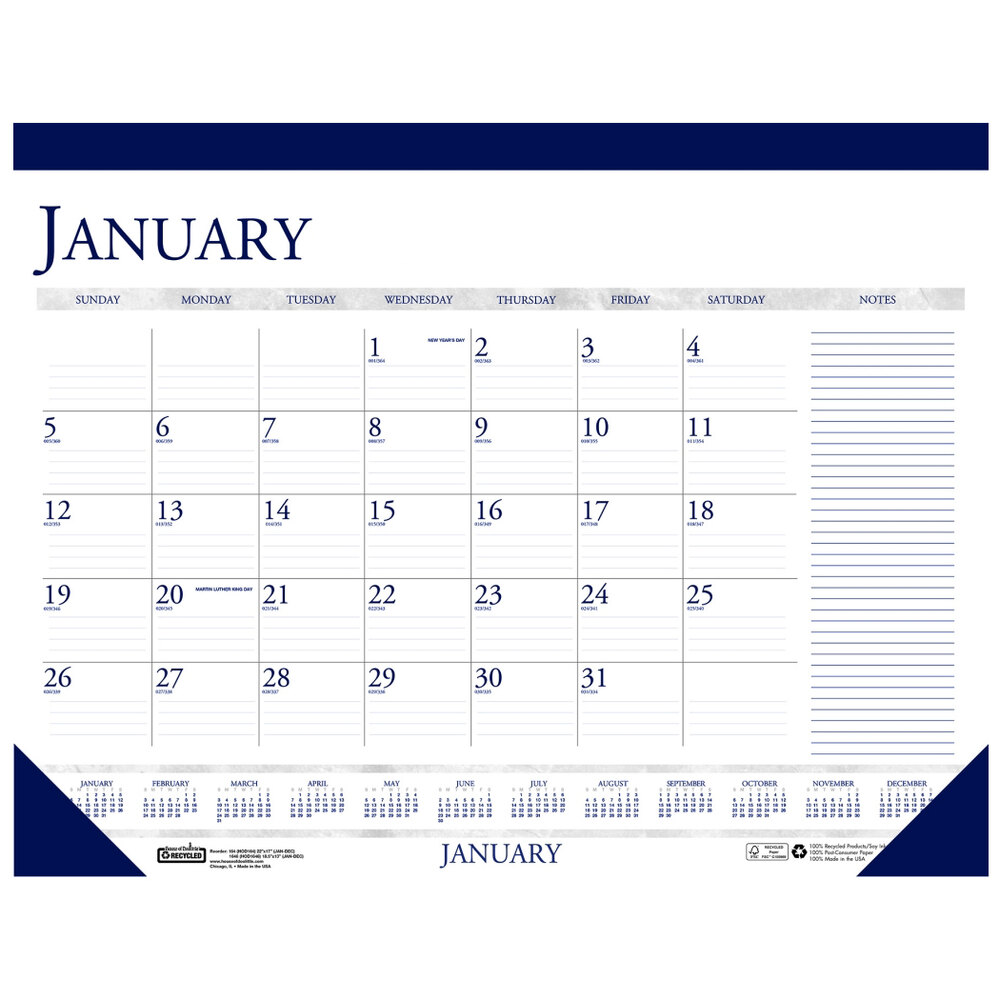 House Of Doolittle 164 22 X 17 Recycled Blue Gray Monthly January 