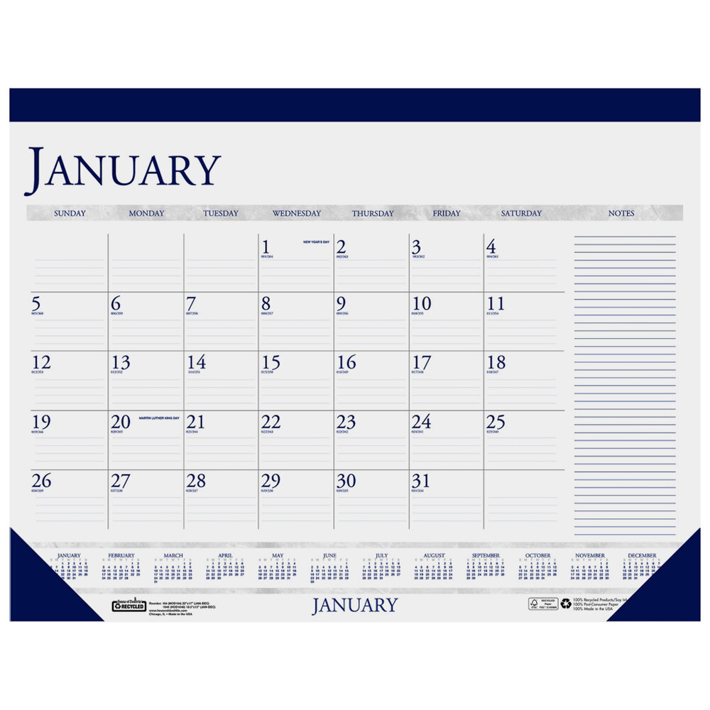 House of Doolittle 1646 18 1/2" x 13" Recycled Blue / Gray Monthly