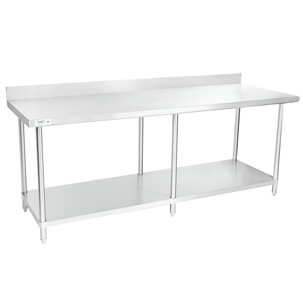 Regency 30 inch x 84 inch 16-Gauge Stainless Steel Commercial Work Table with 4 inch Backsplash and Undershelf