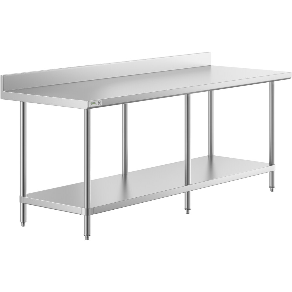 Regency 30 inch x 84 inch 16-Gauge Stainless Steel Commercial Work Table with 4 inch Backsplash and Undershelf