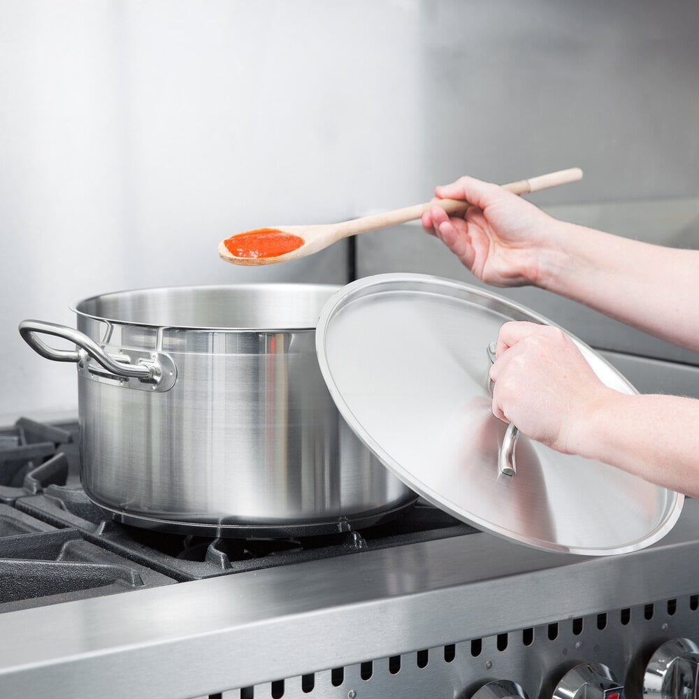 Vigor 10 Qt. Stainless Steel Sauce Pan with Aluminum-Clad Bottom and Cover