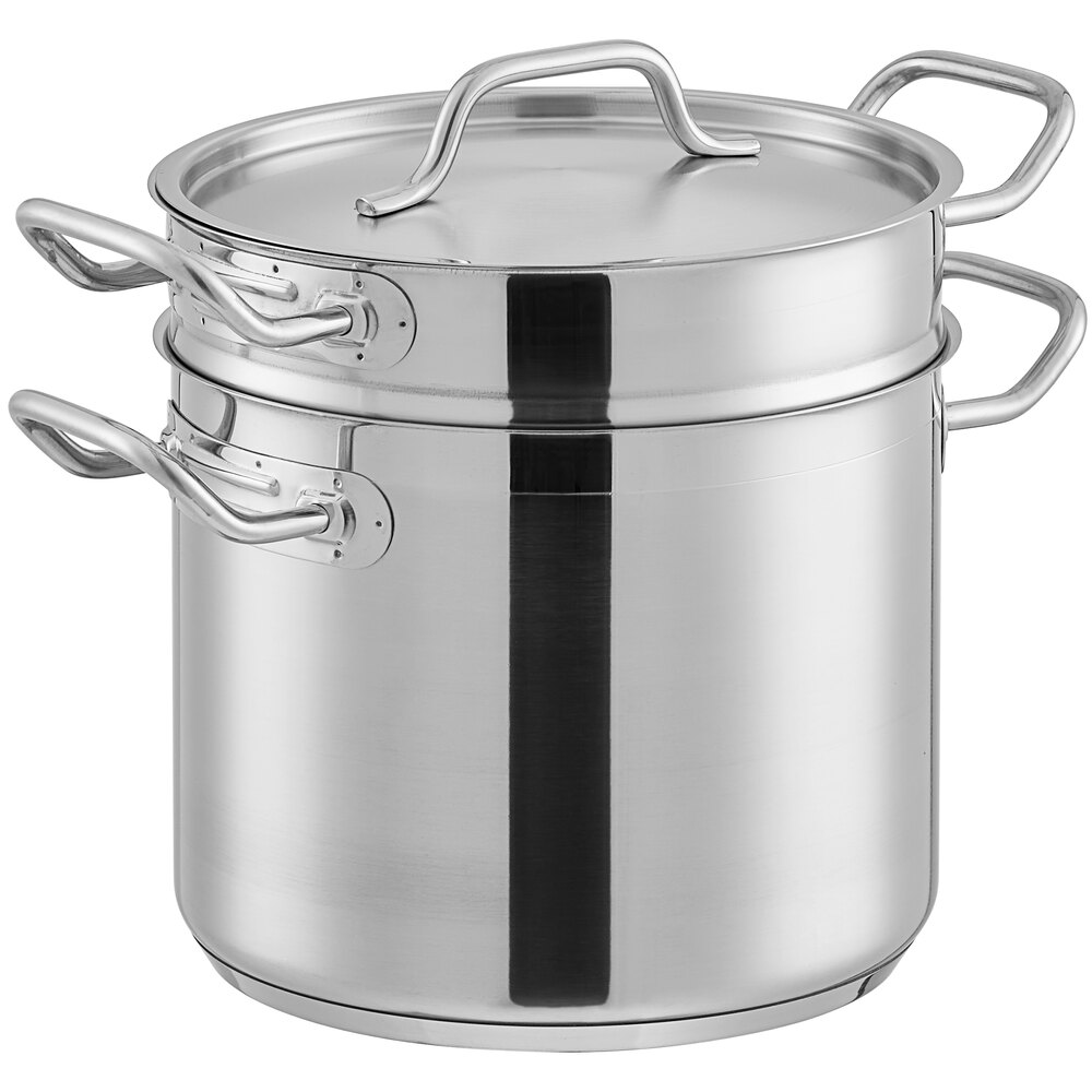 NSF Certified Stainless Steel 8 qt Commercial Grade Royal Industries Double Boiler with Lid 9.4 x 7.5 HT 