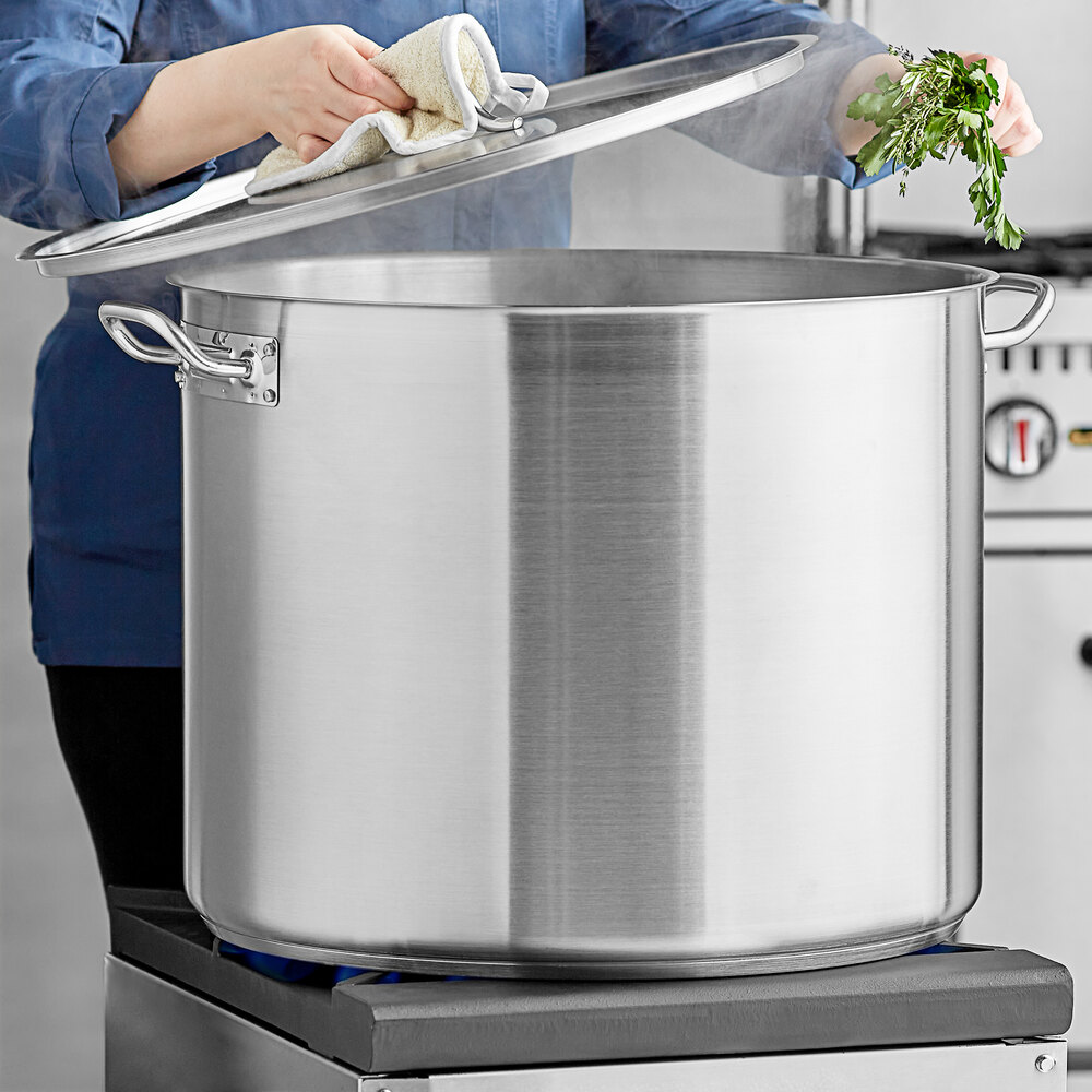 SS1 Series 80 Qt. Heavy-Duty Stainless Steel Aluminum-Clad Stock