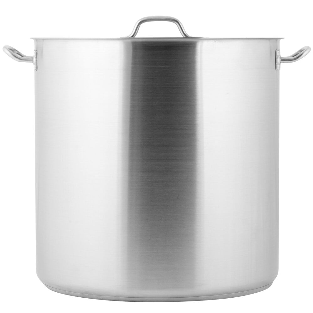 Vigor SS1 Series 100 Qt. Heavy-Duty Stainless Steel Aluminum-Clad Stock Pot  with Cover