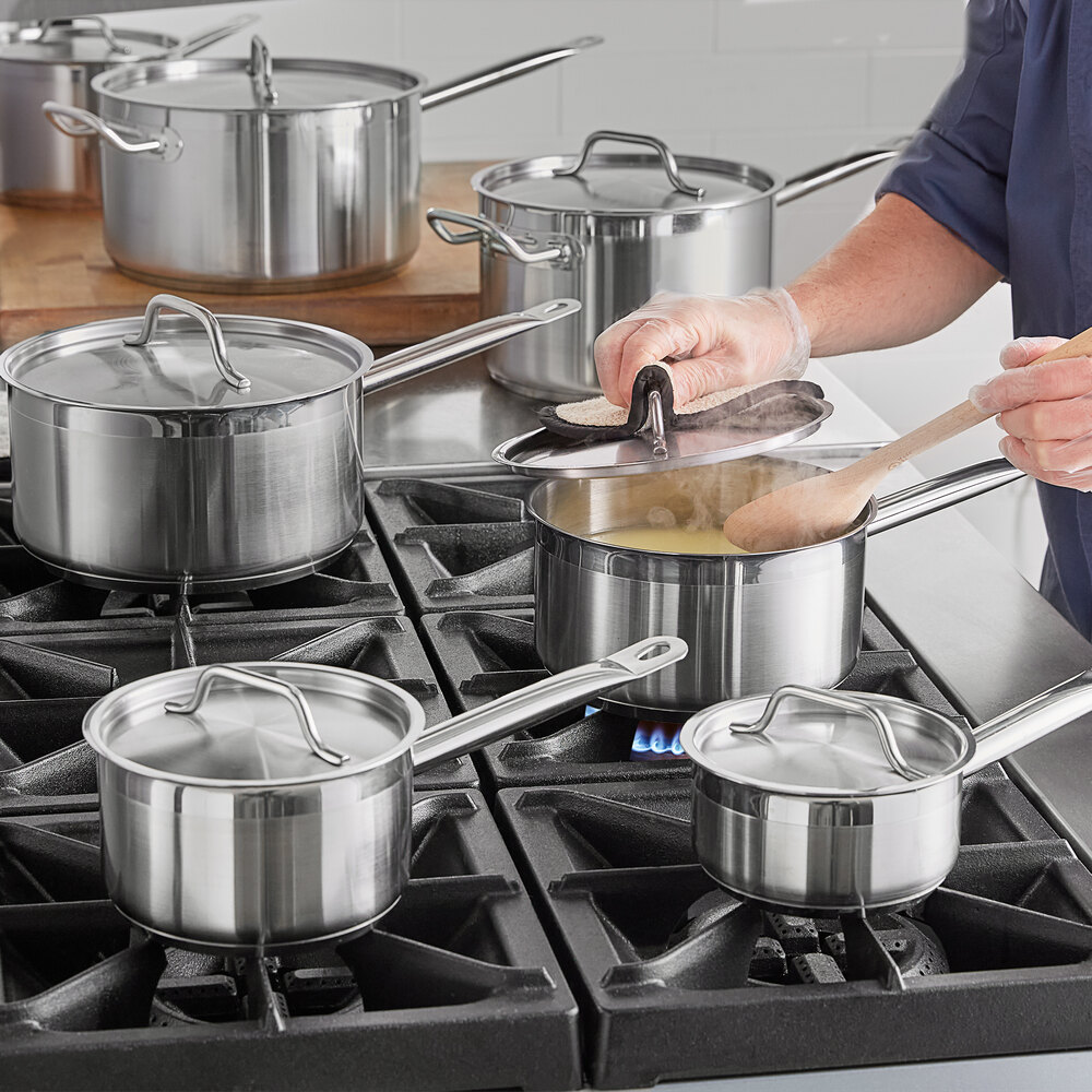 SS1 Series 3.5 Qt. Stainless Steel Sauce Pan with Aluminum-Clad