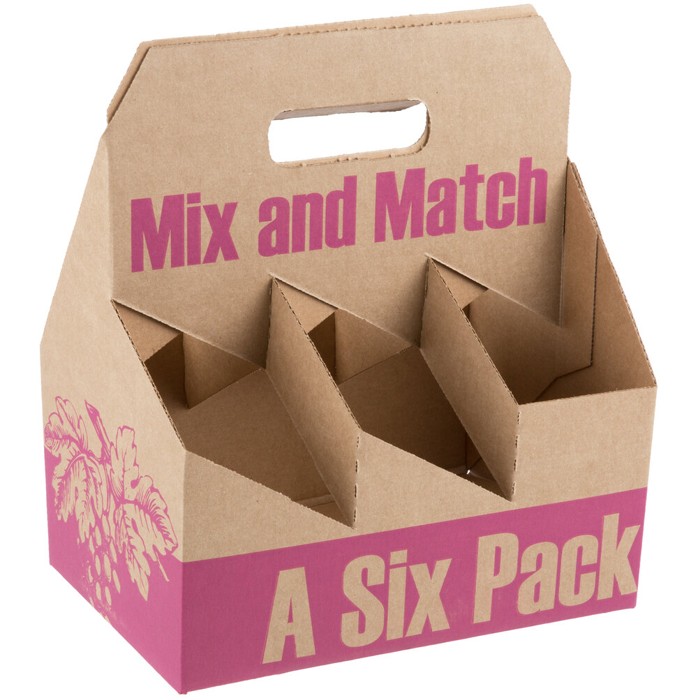 6 Pack Cardboard Wine Bottle Carrier 50/Case