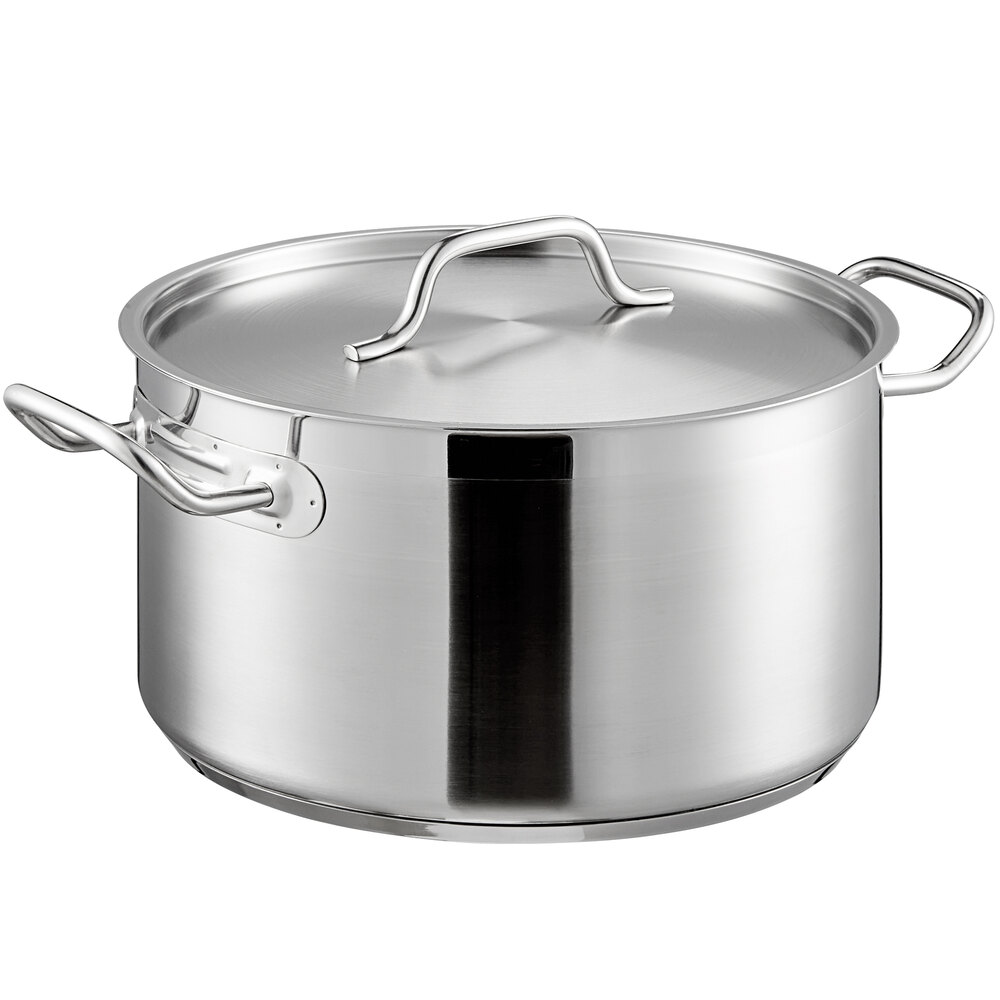 Vigor 10 Qt. Stainless Steel Aluminum-Clad Sauce Pot with Cover