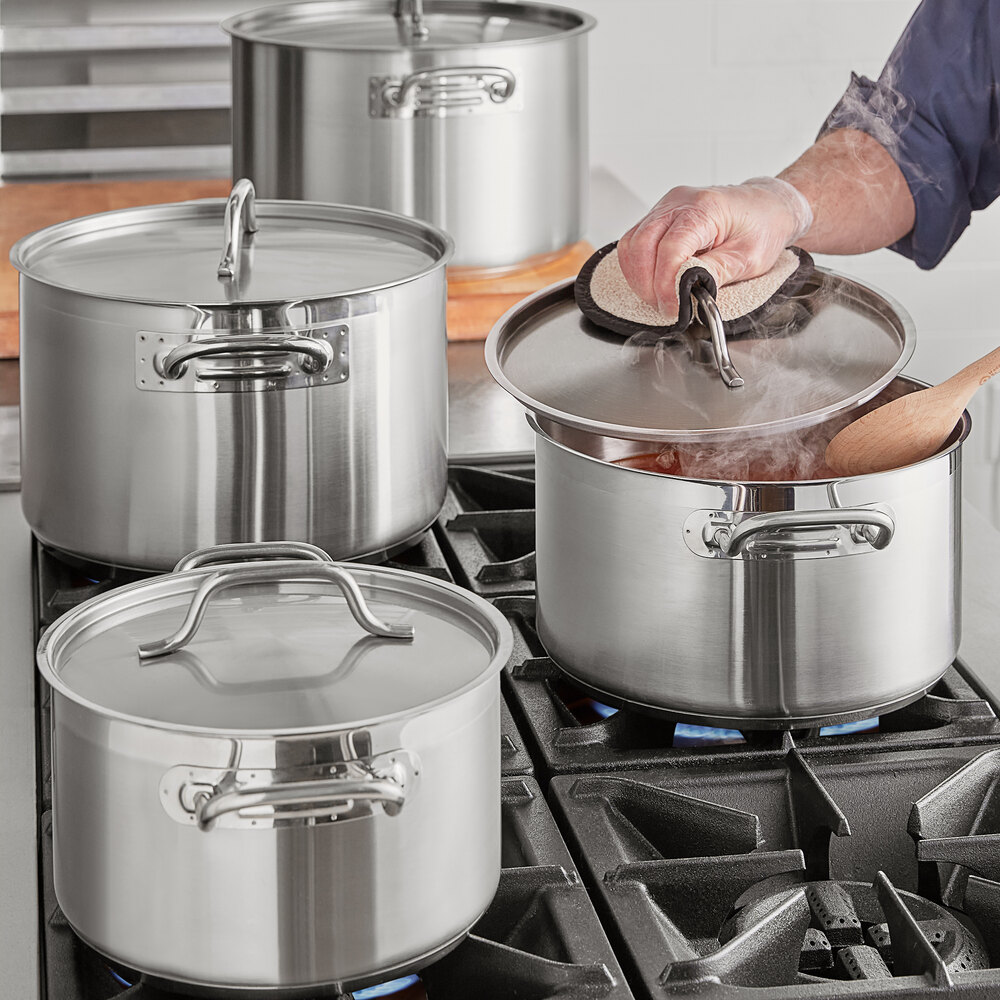 SS1 Series 10 Qt. Stainless Steel Aluminum-Clad Sauce Pot with Cover