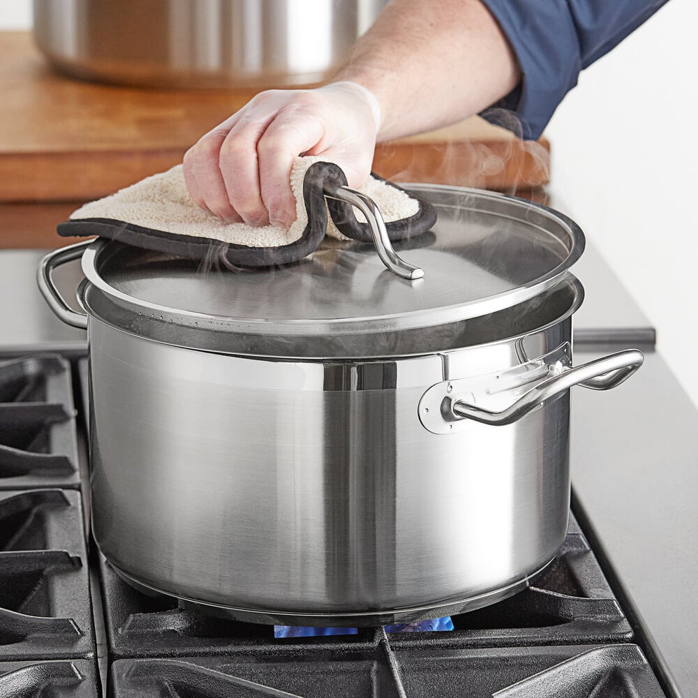 SS1 Series 10 Qt. Stainless Steel Aluminum-Clad Sauce Pot with Cover