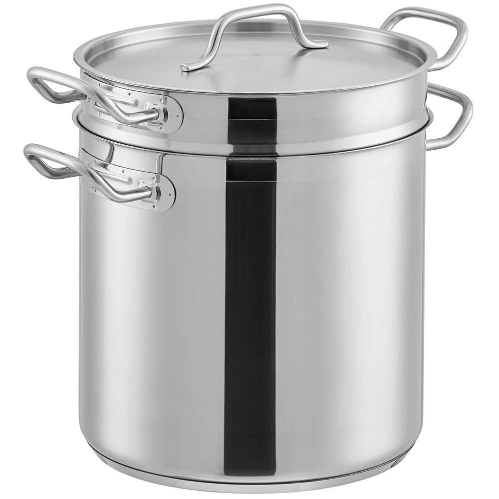 Vigor SS1 Series 16 Qt Stainless Steel AluminumClad Double Boiler Set