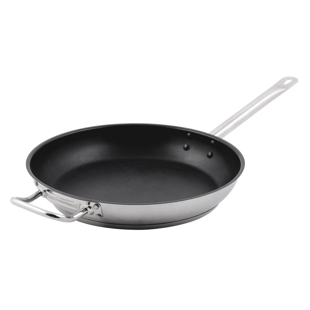 Vigor SS1 Series 12 Stainless Steel Non-Stick Fry Pan with Aluminum-Clad  Bottom, Excalibur Coating