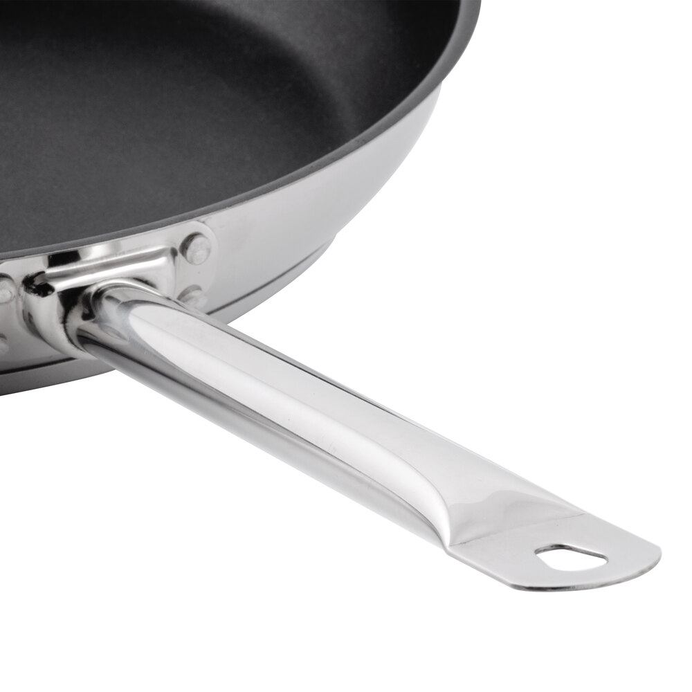 Vigor SS1 Series 13 3/16 Stainless Steel Non-Stick Fry Pan with  Aluminum-Clad Bottom, Dual Handles, and Excalibur Coating - Yahoo Shopping