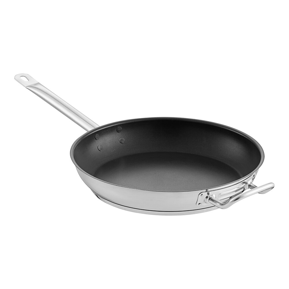 Vigor SS1 Series 12 Stainless Steel Non-Stick Fry Pan with Aluminum-Clad  Bottom, Excalibur Coating, and Helper Handle