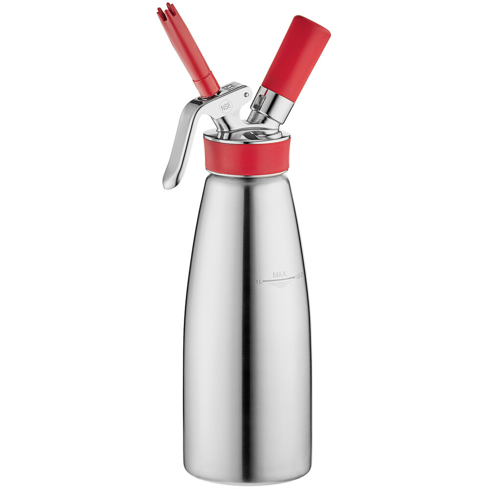 Isi North America Gourmet Whip Cream/Food Whipper For All Hot And Cold  Applications, 1/2 Pint, Stainless Steel/Red