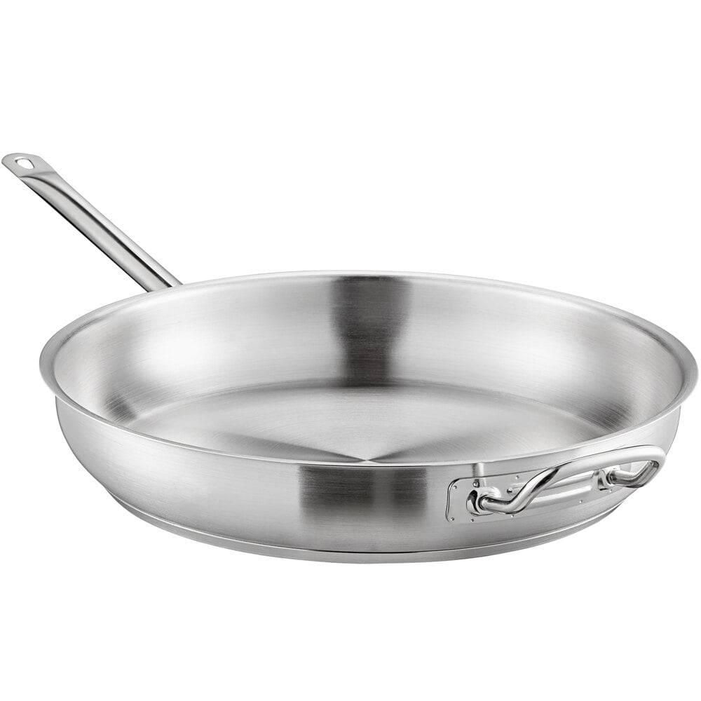 Vigor SS1 Series 14 Stainless Steel Fry Pan with Aluminum-Clad Bottom and  Helper Handle