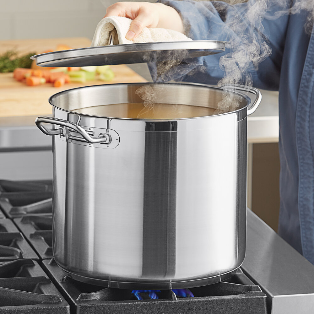 SS1 Series 20 Qt. Heavy-Duty Stainless Steel Aluminum-Clad Stock
