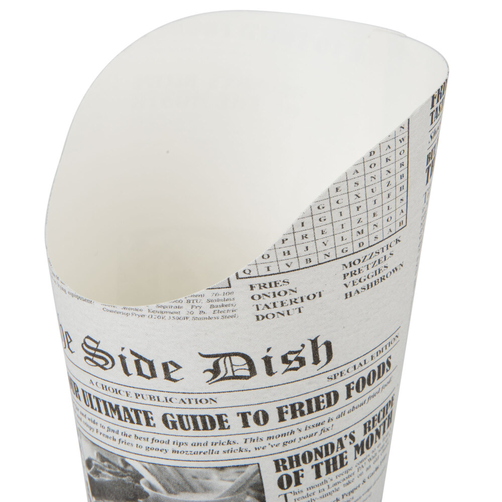 Choice Large 7.5 oz. Paper Scoop Cup with Newsprint Design - 50/Pack