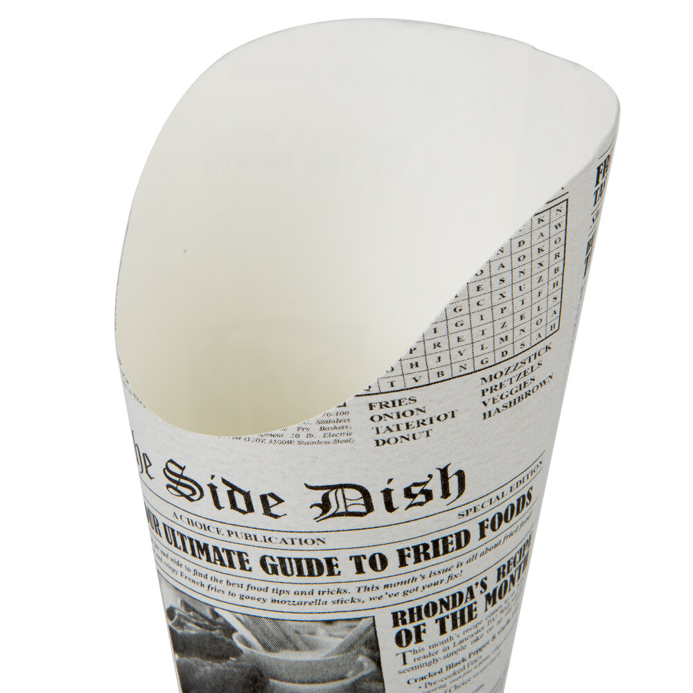 Choice Medium 5.5 oz. Paper Scoop Cup with Newsprint Design - 50/Pack