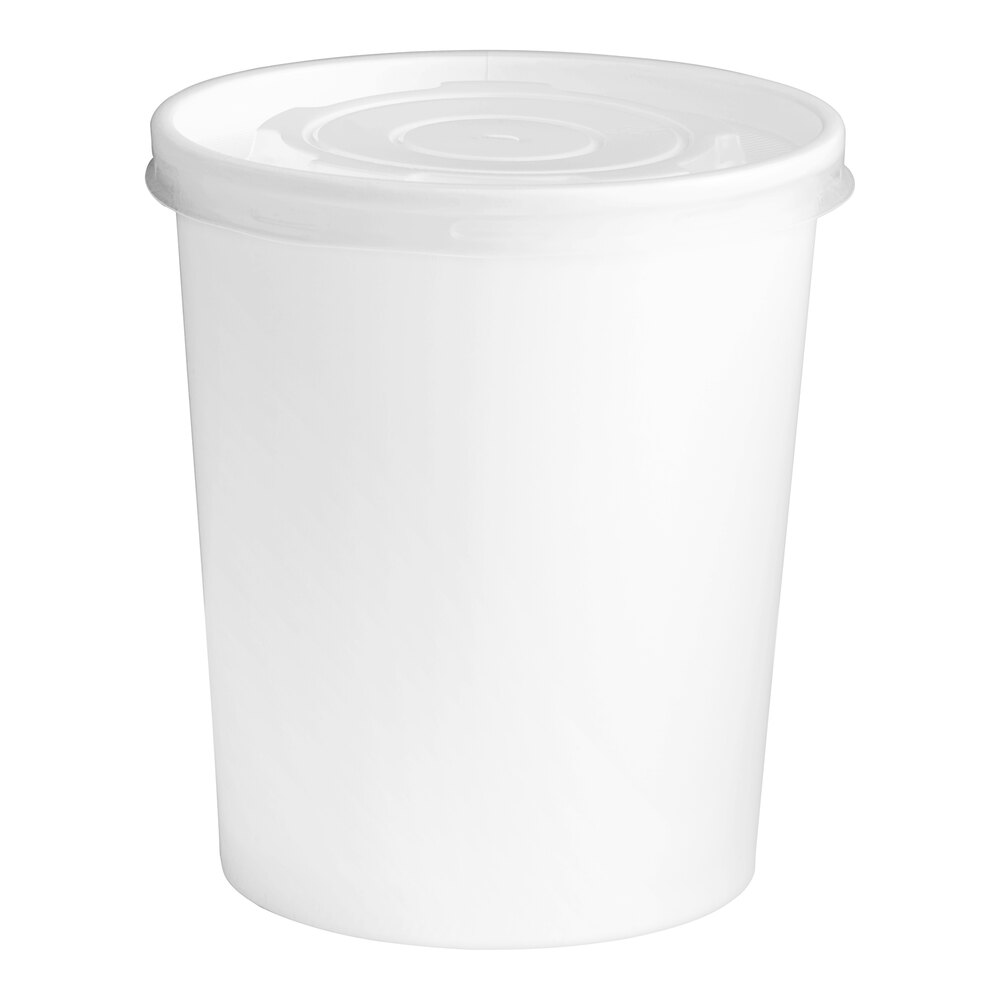 Choice 32 oz. White Double Poly-Coated Paper Food Cup with Vented ...