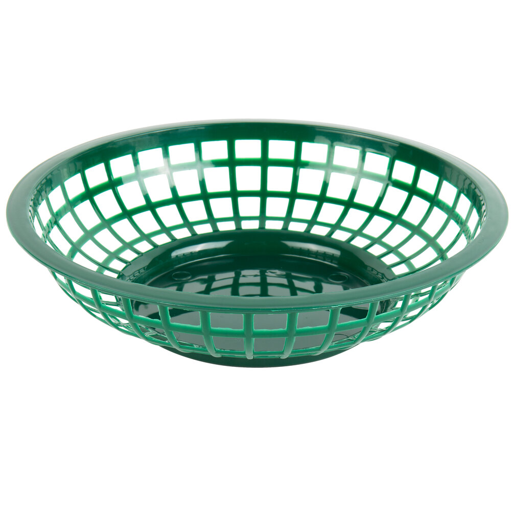 Choice 8" x 2" Round Forest Green Plastic Fast Food Basket 12/Pack