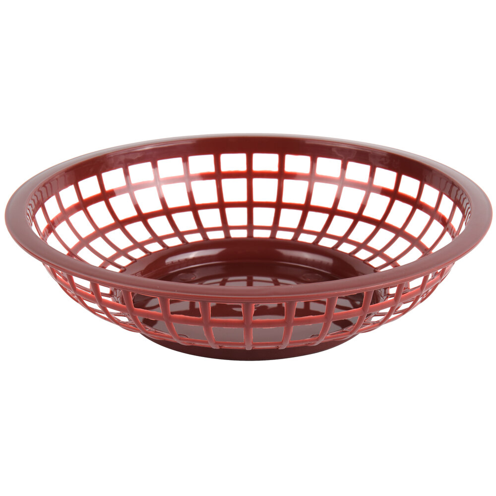 Choice 8" x 2" Round Brown Plastic Fast Food Basket 12/Pack